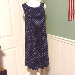 Old Navy Blue Polka Dot Sleeveless Midi Swing Dress